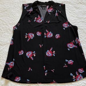 Liz Claiborne Black Floral Sleeveless Blouse